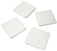 Creative Tops - Lot de 4 Dessous de Verre Carré en Faux Cuir, Argent, 10 cm
