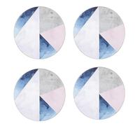 Creative Tops Lot de 4 Dessous de Verre Ronds en liège imprimés « Palette géométrique » 12 cm - Bleu/Gris