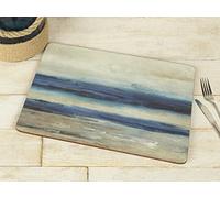 Creative Tops Set de 4 Sets de Table en Bois, Vue Abstraite sur l'océan, Dos en liège, 30 x 22,8 cm, Bleu/Gris