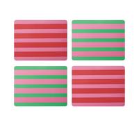 Creative Tops Stripe Print Lot de 4 Sets de Table rectangulaires Dos en liège Surface résistante à la Chaleur et aux Taches jusqu'à 120 °C Surface laquée Luxueuse Facile à Nettoyer, 30 x 22 cm