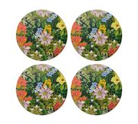 Creative Tops Tropical Floral Set de 4 Sets de Table Ronds Dos en liège imprimé Résistant à la Chaleur et aux Taches Protecteur de Surface jusqu'à 120 °C