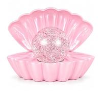 Creative Touch Lampe d'ambiance LED à changement de couleur rose nacré | Changement de couleur, boule de perles pailletées, alimentée par USB ou piles, veilleuse en coquillage