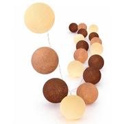 CREATIVECOTTON Guirlande Lumineuse, Boules de Coton avec Mode Timer et Mode Veilleuse (Cappuccino, 20 boules)