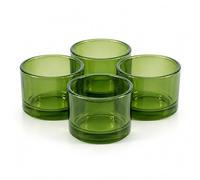 Creativery Lot de 4 petits photophores en verre vert foncé 51 x 33 mm