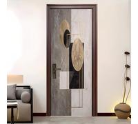 Créativité Auto-adhésif Sticker porte PVC 73×205 cmGéOméTrie Abstraite Moderne Stickers Muraux Imperméable, Papier Peint Intérieure DIY Gris étanche Autocollant Porte Amovible,Pour Salon, Chambre
