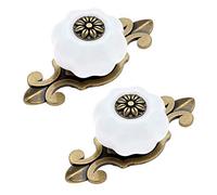 Creatwls Lot de 2 Boutons de Porte en Céramique pour Porte Tiroir et Armoire, Poignée en Porcelaine de Porte Meuble Accessoire Poignée pour Armoir/Placard/Tiroir