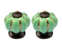 Creatwls Lot de 2 Forme de citrouille Style vintage Poignée-bouton en porcelaine,boutons de meubles, bouton de tiroir, bouton de placard, armoires meubles pour enfants décoration de la maison