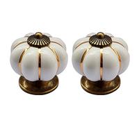 Creatwls Lot de 2 Forme de citrouille Style vintage Poignée-bouton en porcelaine,boutons de meubles, bouton de tiroir, bouton de placard, armoires meubles pour enfants décoration de la maison
