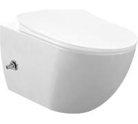 Créavit RIMOFF : cuvette de toilette suspendue avec bidet intégré, en acier inoxydable, avec robinet d'eau froide, de couleur blanche, hygiénique