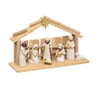 Feeric Lights & Christmas Crèche de Noël 7 santons en résine 30x18 cm Beige