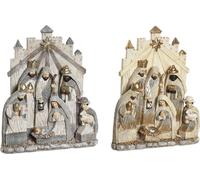 Crèche de Noël DKD Home Decor Gris Or Résine 22 x 6 x 26 cm (2 pièces)