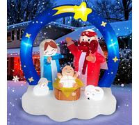 Crèche de Noël gonflable - 1,83 m - Avec éclairage LED - Décoration extérieure en polyester - Décoration festive pour Noël