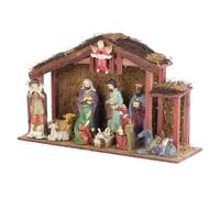 Crèche de Noël - PEARL - Porcelaine - 11 figurines - LED blanc chaud - 47x28x15 cm
