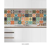 Crédence Adhésive Cuisine - Lumaléa - carreaux de ciment - Adhésif MAT - 60x120cm Résistant Eau Chaleur