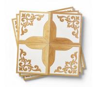 Crédence Adhésive Cuisine Modèle Rétro Jaune Carrelage Salle de Bain Imperméable Décoratif Dalle Adhesive Murale Stickers Carrelage pour Meubles Cheminée Entoure 20x20 cm/ 10 pcs