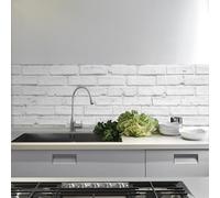 Crédence adhésive cuisine PVC 190_x_60_cm Pierres blanches Rouleau adhesif decoratif 100% fabriqué en Italie, avec encre non toxique, ignifuge et résistant à l'eau