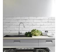 Crédence adhésive cuisine PVC 190_x_60_cm Pierres blanches Rouleau adhesif decoratif 100% fabriqué en Italie, avec encre non toxique, ignifuge et résistant à l'eau