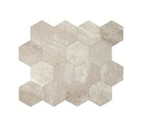 Crédence adhésive hexagonale effet Travertin - 32,6 x 27,4 cm - Beige