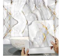 Crédence adhésive marbre doré - MICH - 30x30 cm - 10 pièces - PVC écologique - Imperméable - Résistant à l'huile