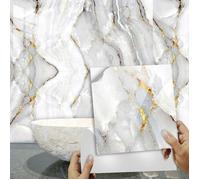 Crédence adhésive marbre doré - Virex® - 20x20 cm - 16 pièces - PVC - Imperméable - Résistant à l'huile - Auto-adhésif