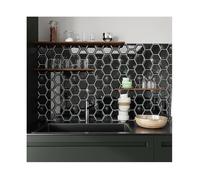 Credence Adhesive Noirs 3D Carrelage Adhesif Mural Cuisine Hexagone Dalle Pvc Adhesive Murale Imperméabl OBJET DE DECORATION MURALE
