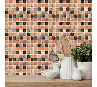 Credence Adhesive pour Cuisine 30X30 Rose Orange Stickers Cuisine Stickers Muraux Cuisine Carrelage Adhesif Mural Stickers Salle de Bain Dalle Pvc Adhesive Murale （10 Pièces）