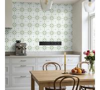Credence Adhesive Pour Cuisine Abstraction Verte Imperméable Résistant À L’Huile,Carrelage Adhesif Mural Cuisine,Stickers Carrelage Pour Crédence Cuisines, Décoratif Autocollant Carreaux Muraux