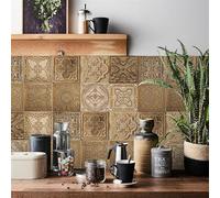 Credence Adhesive pour Cuisine Baroque Doré Vintage Stickers Cuisine Imperméable Stickers Carrelage Décoration Maison Carrelage Adhesif Mural Salle de Bain pour Meubles 24 Pièces/20x20cm