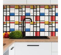 Crédence adhésive pour cuisine carreaux autocollant 15x15cm, lot de 20 pièces, mondrian, carrelage autocollant mural salle de bain en vinyle, 100% français