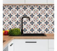 Crédence adhésive pour cuisine carreaux autocollant 15x15cm, lot de 32 pièces, carreaux de ciment azulejos roses, carrelage autocollant mural salle de bain en vinyle, 100% français
