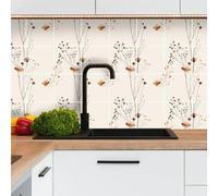 Crédence adhésive pour cuisine carreaux autocollant 20x20cm lot de 12 pièces, floral minimaliste, carrelage autocollant mural salle de bain en vinyle, 100% français