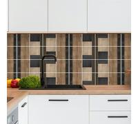 Crédence adhésive pour cuisine carreaux autocollant 20x20cm type bois design lot de 32 pièces, carrelage autocollant mural salle de bain en vinyle, 100% français