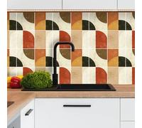 Crédence adhésive pour cuisine carreaux autocollant 20x20cm type design géométrique art abstrait lot de 32 pièces, carrelage autocollant mural salle de bain en vinyle, 100% français