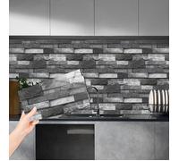 Credence Adhesive pour Cuisine Imperméable, PVC Carrelage Adhesif Mural Salle de Bain, 12 Gris Foncé1 15cmx30cm-12 Pcs STICKERS