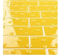 Credence Adhesive pour Cuisine Jaune 3D Carrelage Adhesif Mural Salle de Bain 3D Impermeable Dalle 4 Pièces Métro Jaune STICKERS
