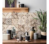 Credence Adhesive pour Cuisine Kaki Marocain Vintage Stickers Muraux Cuisine Imperméable Stickers Carrelage Carrelage Adhesif Mural Salle de Bain Carrelage Adhesif Mural 24 Pièces/20x20cm