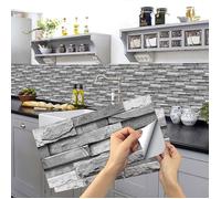 Credence Adhesive pour Cuisine Pierre Grise 24 Pièces, Carrelage Carreaux Adhesif Mural Cuisine Salle de Bain, 15x30 cm CARRELAGE