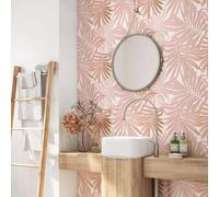 Crédence adhésive sticker pour salle de bain - Lumaléa - Feuilles Tropicales - Adhésif + Protection BRILLANTE - 90x90 cm