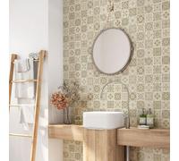 Crédence adhésive sticker pour salle de bain - Lumaléa - Motif carreaux de ciment - Adhésif + Protection MATE - 90x90 cm