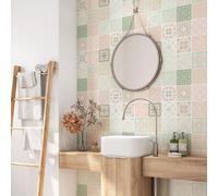 Crédence adhésive sticker pour salle de bain - Lumaléa - Motif carreaux de ciment - Adhésif + Protection MATE - 90x90 cm
