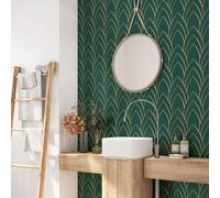 Crédence adhésive sticker pour salle de bain - Lumaléa - Motif élégant - Adhésif + Protection MATE - 90x90 cm