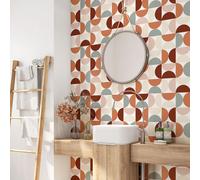 Crédence adhésive sticker pour salle de bain - Lumaléa - Motif Géométrique - Adhésif + Protection BRILLANTE - 90x90 cm