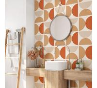 Crédence adhésive sticker pour salle de bain - Lumaléa - Motif géométrique - Adhésif + Protection MATE - 90x90 cm