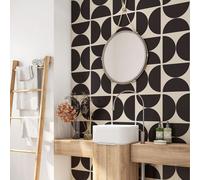 Crédence adhésive sticker pour salle de bain - Lumaléa - Motif géométrique - Adhésif + Protection MATE - 90x90 cm