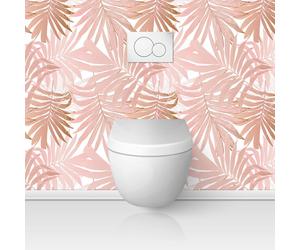Crédence adhésive sticker pour WC - Lumaléa - Feuilles Tropicales - Adhésif + Protection BRILLANTE - 90x90 cm