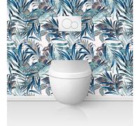 Crédence adhésive sticker pour WC - Lumaléa - Fleurs - Adhésif + Protection BRILLANTE - 90x90 cm