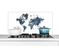 Credence Carte du monde - Aquarelle - Rose des vents Fond de hotte 100x50 cm Credence aluminium Plaque inox de cuisine