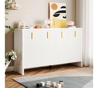 Crédence cuisine, Buffet moderne avec Poignées Dorées et Étagères Réglables, 140x38x80 cm - Parfaite pour Cuisine et Salon, Blanc Aosom France