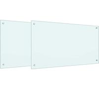 Crédence de cuisine 2 pcs Blanc 90 x 50 cm verre trempé