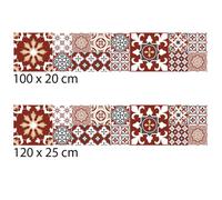 Crédence effet carreaux de ciment rouge REDMONKY adhésive autocollant sticker - Fond de hotte - 100 x 20 cm